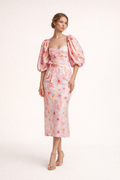 Klara Floral Puff Sleeve Midi Dress