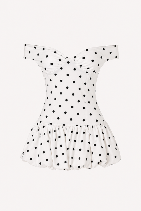 Mila Off-Shoulder Polka Dot Mini Dress