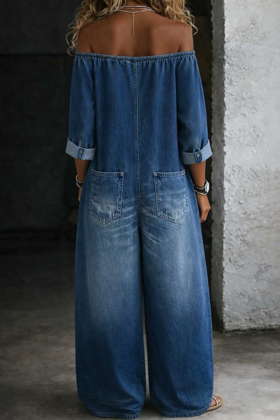 Celia - Off Shoulder Long Sleeve Jumpsuit