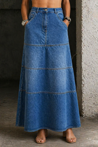 Loxley - Mid-Length Denim Skirt