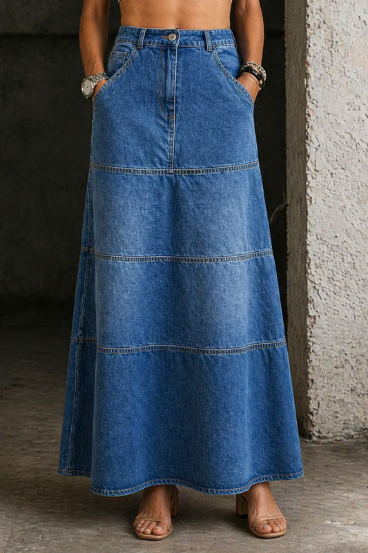 Loxley - Mid-Length Denim Skirt