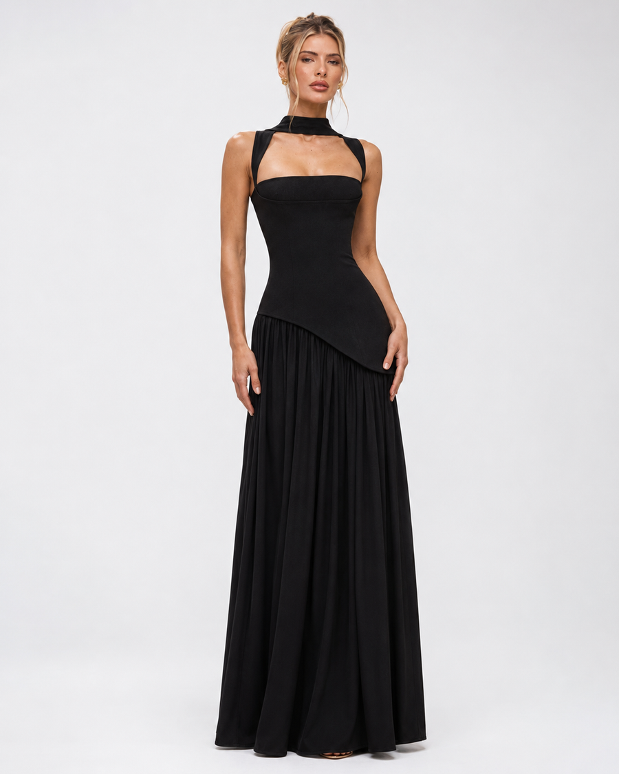 Kirsty – Corset Maxi Dress with Scarf
