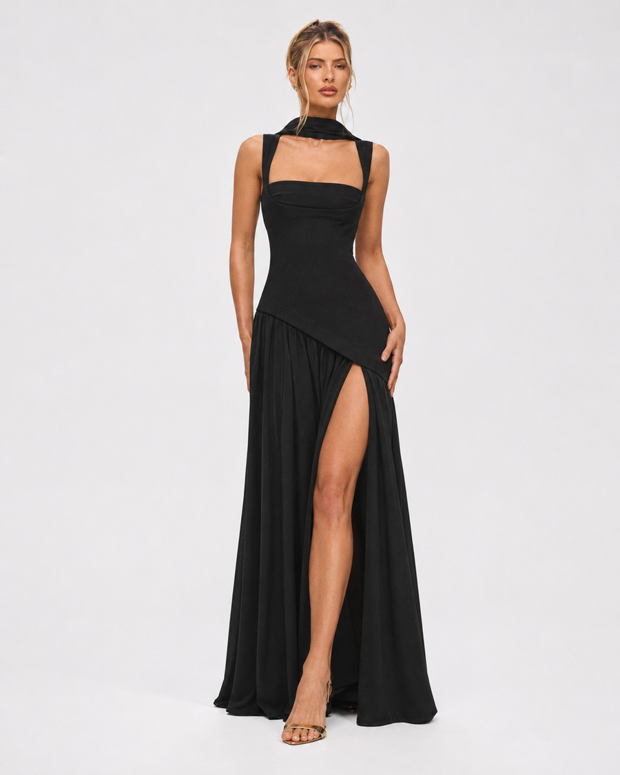Kirsty – Corset Maxi Dress with Scarf