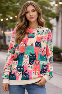 Lirwen Artistic Cat-Print Sweater