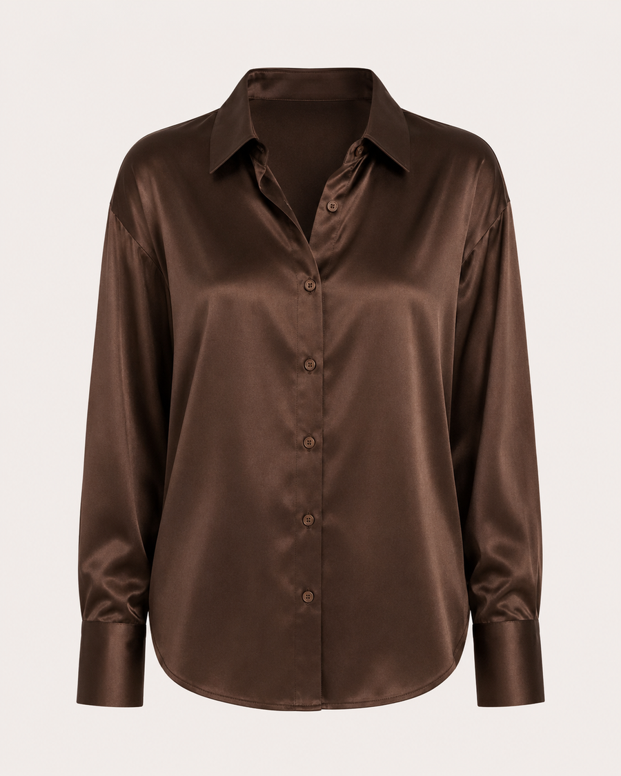 Hannelore Satin Button-Up Blouse