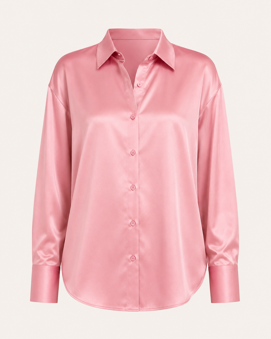 Hannelore Satin Button-Up Blouse