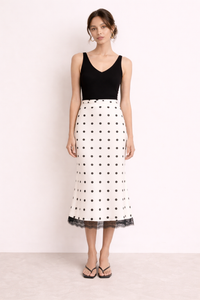 Solenne Polka Dot Midi Skirt