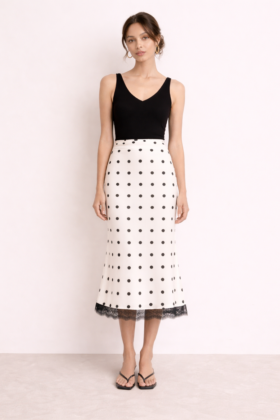 Solenne Polka Dot Midi Skirt