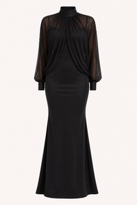 Light Blue Two-Piece Sheer Sleeve Maxi Dress