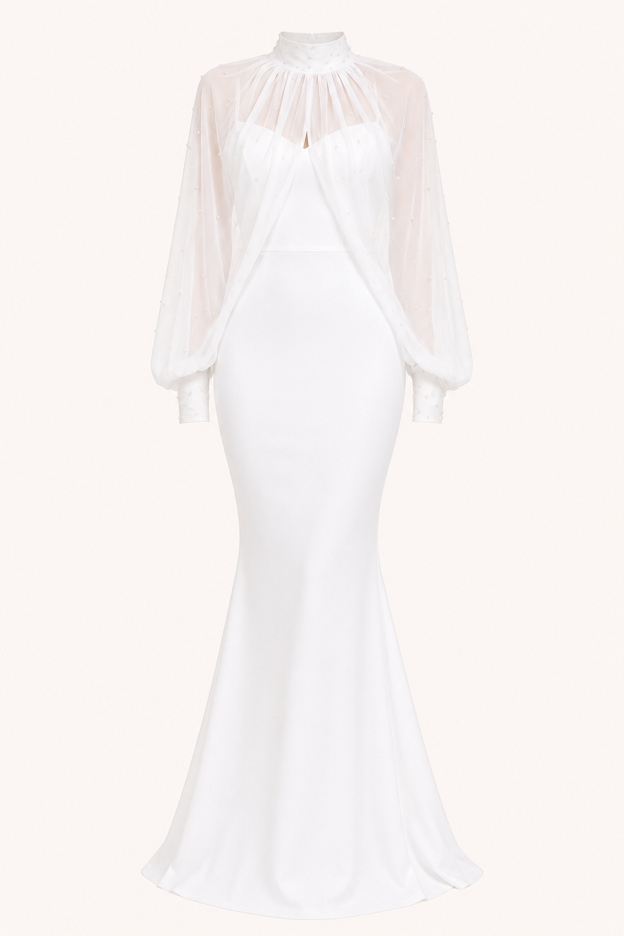 Two-Piece Sheer Sleeve Maxi Dress