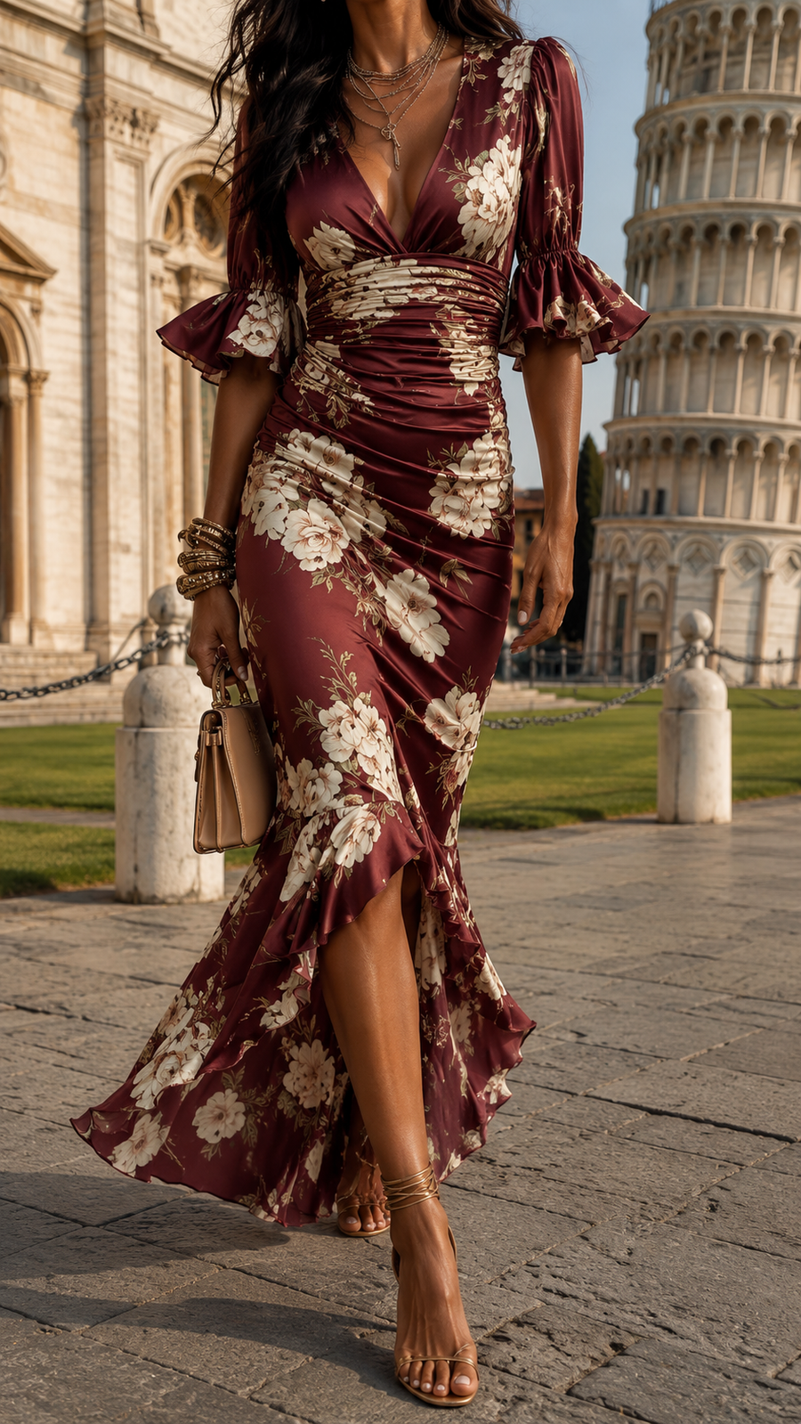 Bellis – Elegant Pisa Floral Printed Maxi Dress