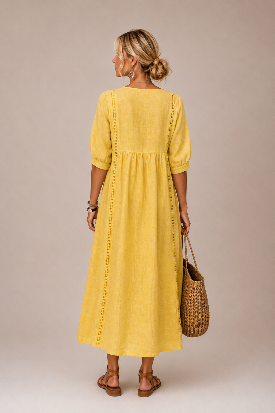 Steffi - Linen Blend Summer Midi Dress
