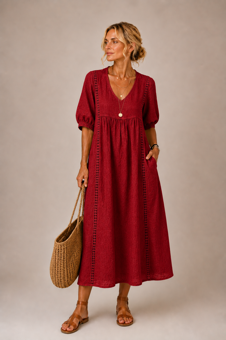 Steffi - Linen Blend Summer Midi Dress