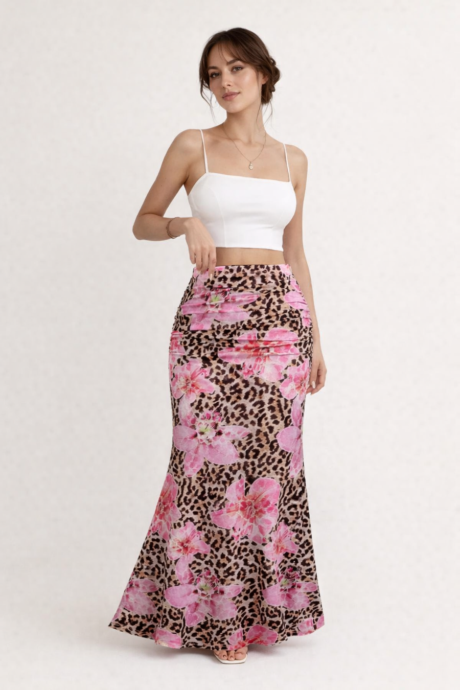 Elira Floral and Animal Print Maxi Skirt
