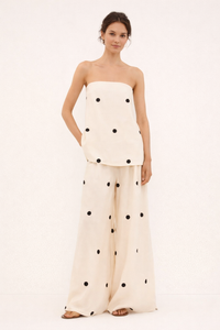 Zirel Strapless Set with Wide-Leg Polka Dot Pants