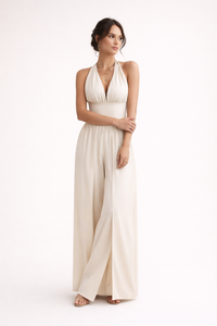 Arelia Halter Set with High-Waist Wide-Leg Pants