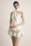 Elba Asymmetric Satin Mini Dress