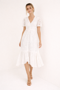 Valen Lace V-Neck Midi Dress