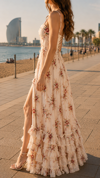 Queniva – Romantic Floral Barcelona Maxi Dress