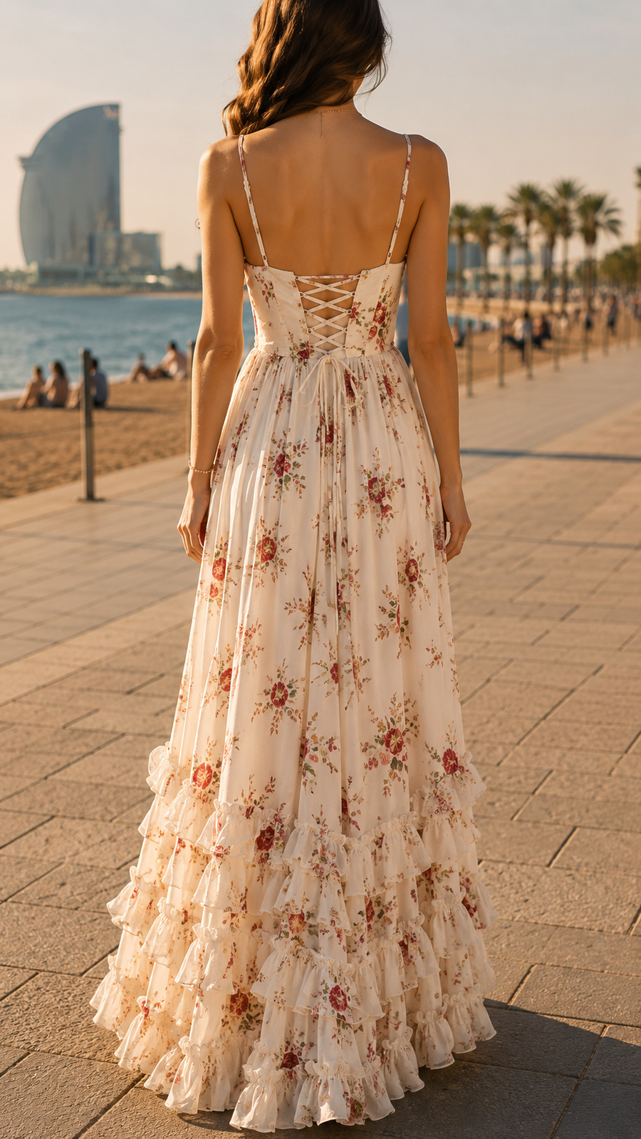 Queniva – Romantic Floral Barcelona Maxi Dress