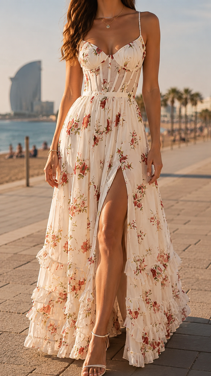 Queniva – Romantic Floral Barcelona Maxi Dress