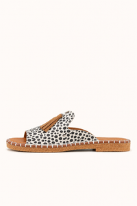 Meike Printed Tassel Slide Sandals
