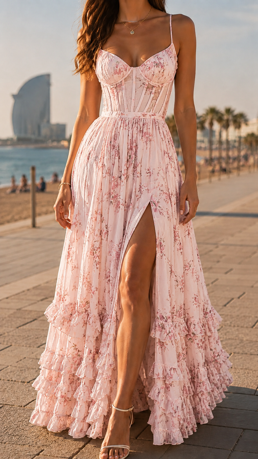 Queniva – Romantic Floral Barcelona Maxi Dress