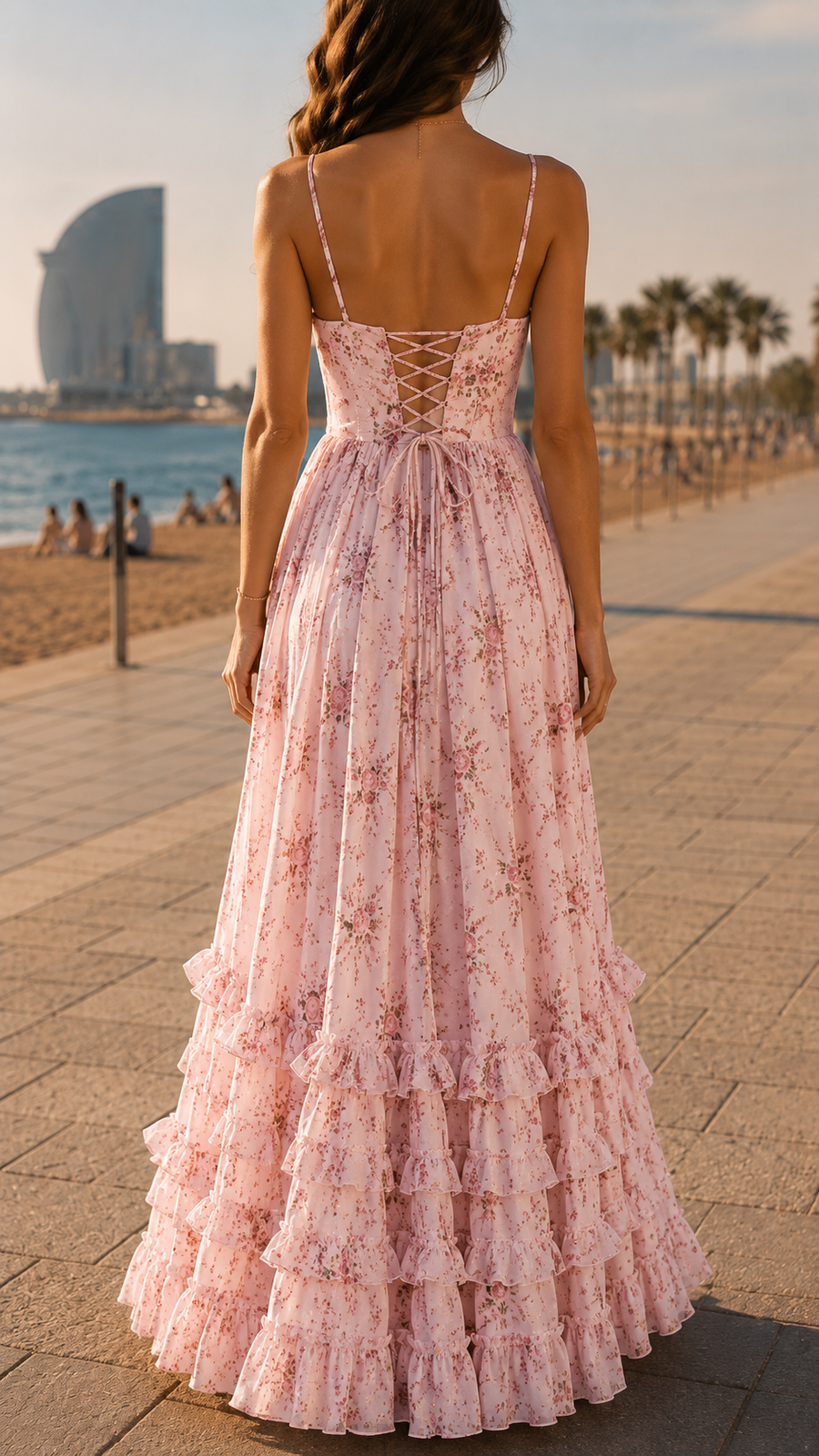 Queniva – Romantic Floral Barcelona Maxi Dress