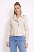 Kireya Faux Leather Jacket with Side Zip