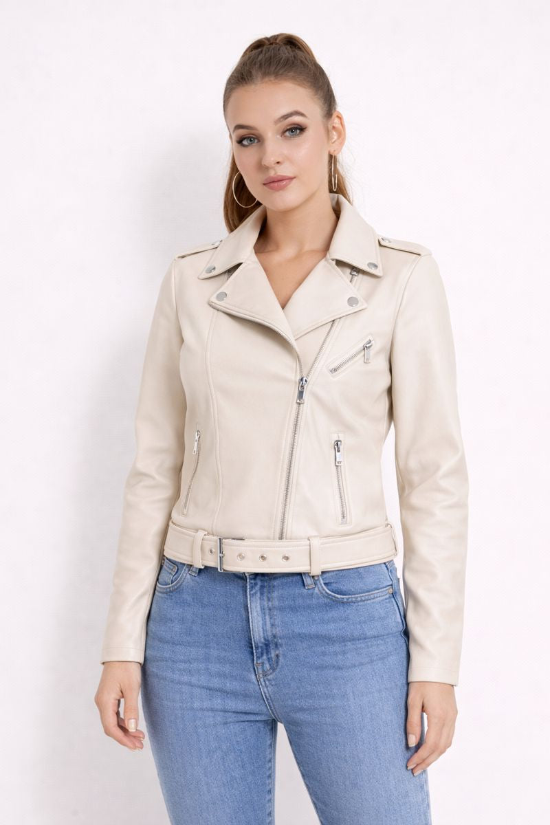 Kireya Faux Leather Jacket with Side Zip