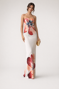 Aurora Floral Strapless Midi Dress