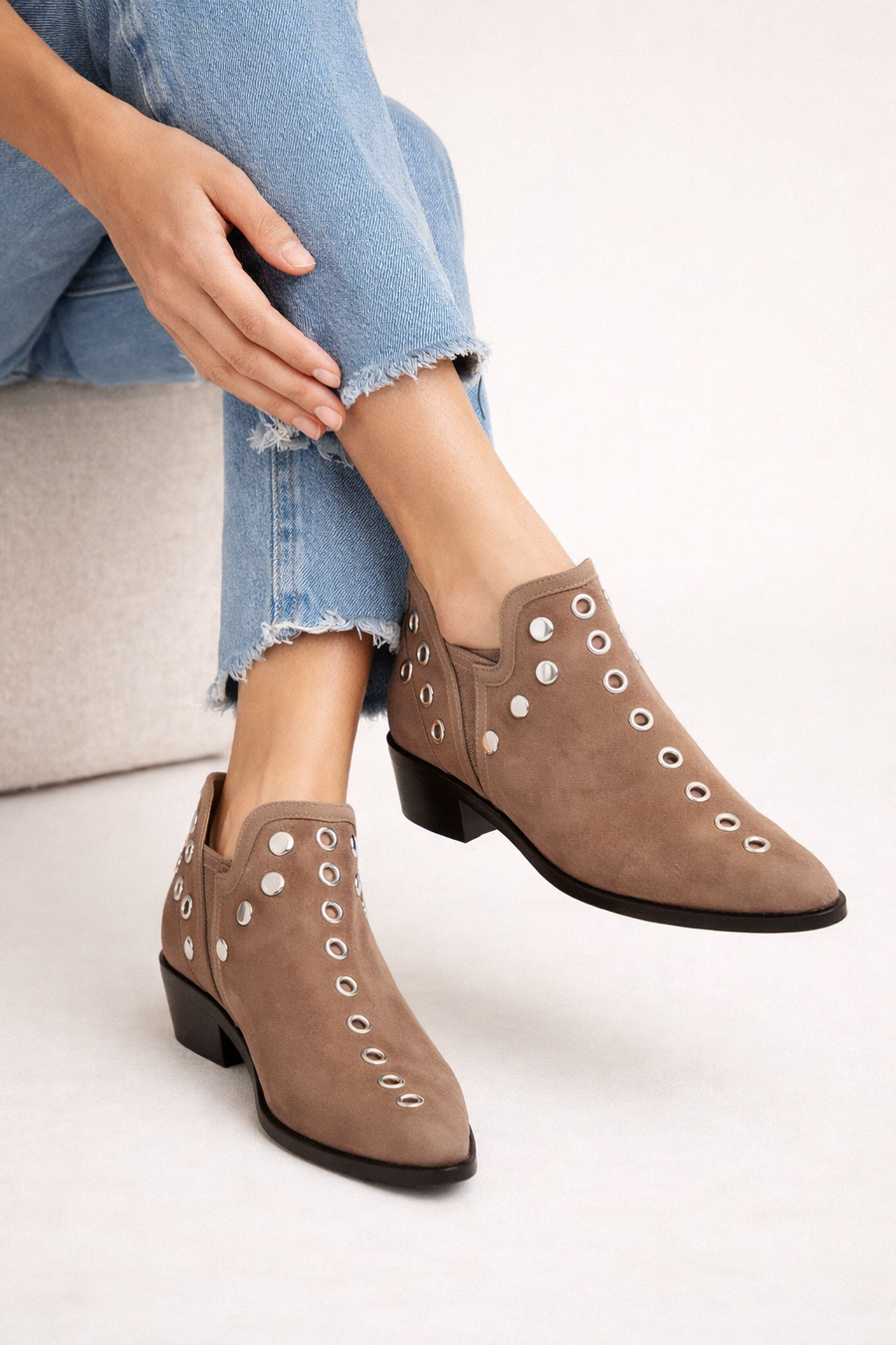Molly Western Ankle Boots with Metal Eyelets