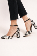 Mayline Zebra Print Ankle-Strap Heels