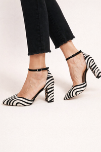 Mayline Zebra Print Ankle-Strap Heels
