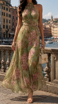 Florentine – Romantic Floral Catania Halterneck Maxi Dress