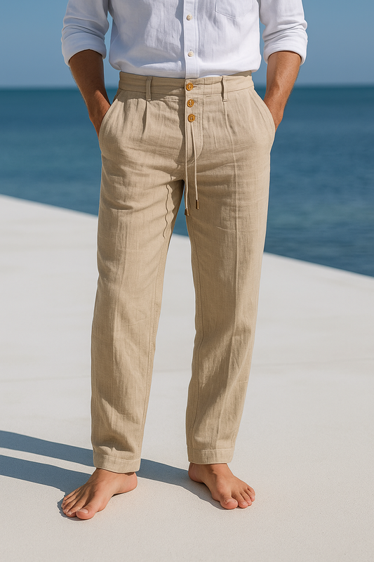 Ellis - Lightweight Linen Trousers – Khaki