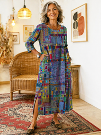 Thessaly - Ethnic Patchwork Denim Dress