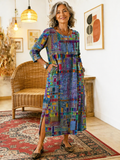 Zinnia - Printed Dress with Ethnic Patchwork