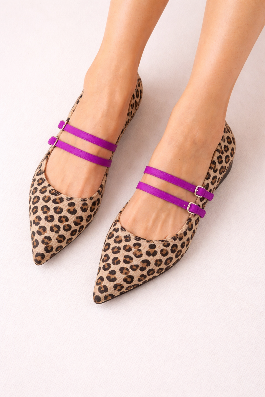Rivena Leopard Strap Ballet Flats