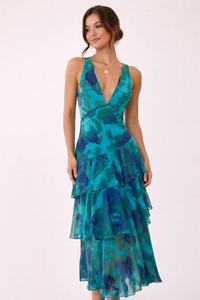 Domenica Chiffon V-Neck Maxi Dress