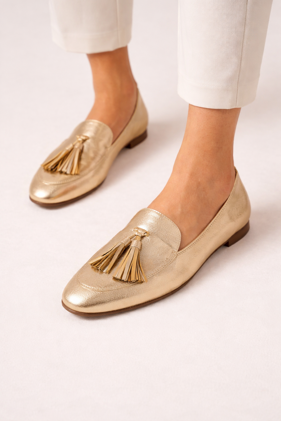 Trevia Flat Leather-Effect Loafers with Tassels