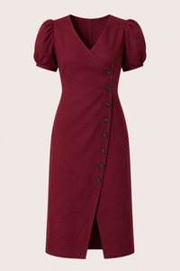 Gisela V-Neck Button Midi Dress