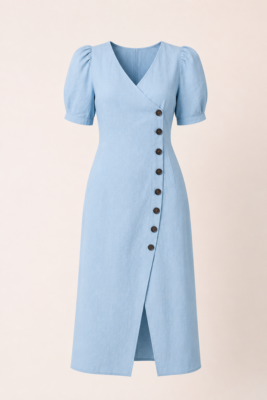 Gisela V-Neck Button Midi Dress