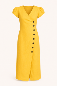 Gisela V-Neck Button Midi Dress