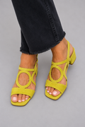 Marcia - Geometric Lime Heeled Sandals