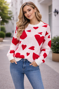 Aino Heart-Print Knit Sweater