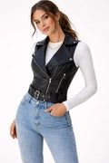 Elira Faux Leather Biker Gilet