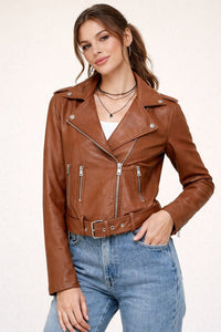 Arelia Faux Leather Jacket with Belt