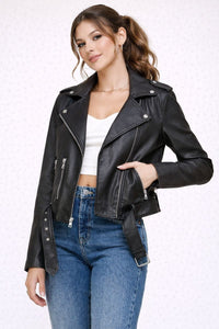 Arelia Faux Leather Jacket with Belt