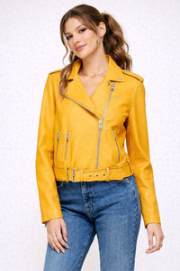 Arelia Faux Leather Jacket with Belt